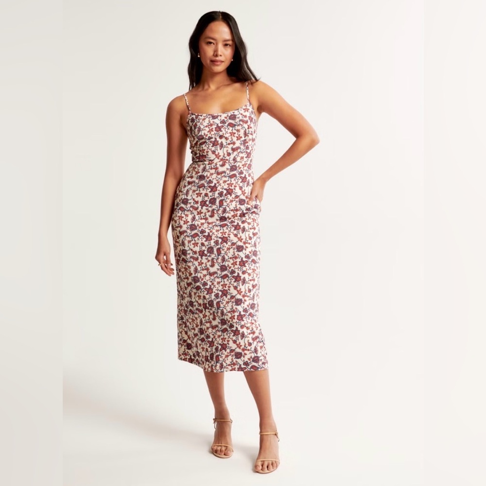 Abercrombie & Fitch Scoopneck Slip Midi Dress - size large tall